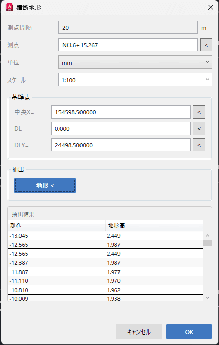 地盤プロファイルを設定して全測点を一括作図